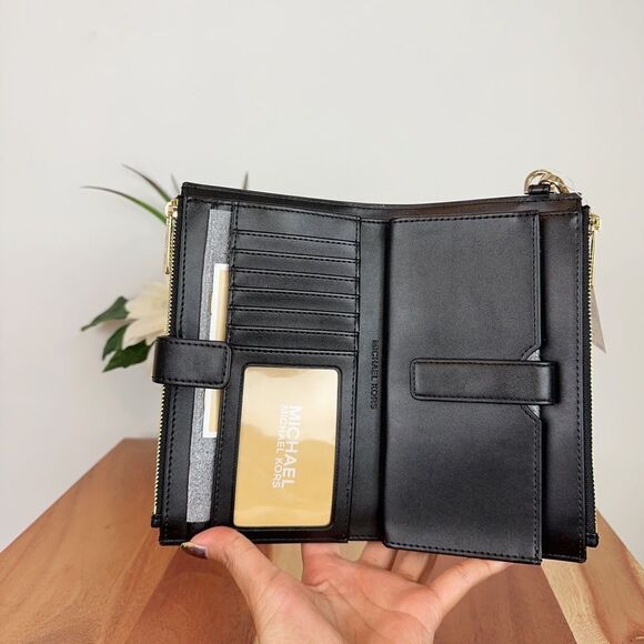 NWT Michael Kors Jet Set Travel Large Double Zip Wristlet Graphic Logo - Picture 6 of 7